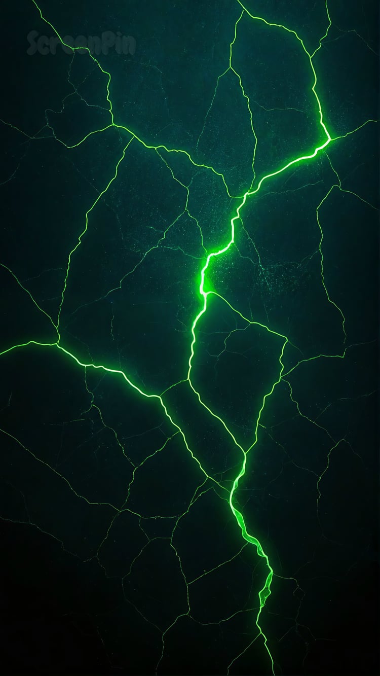 Dark cracked marble texture with glowing green veins, cinematic and high-contrast abstract background