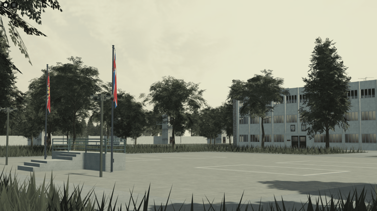 High-detail buildings with realistic military interiors