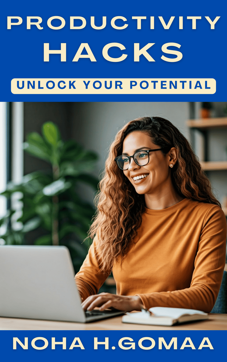 “Productivity Hacks eBook cover – how to boost focus, energy and results without burnout – perfect for side hustlers and remote workers”