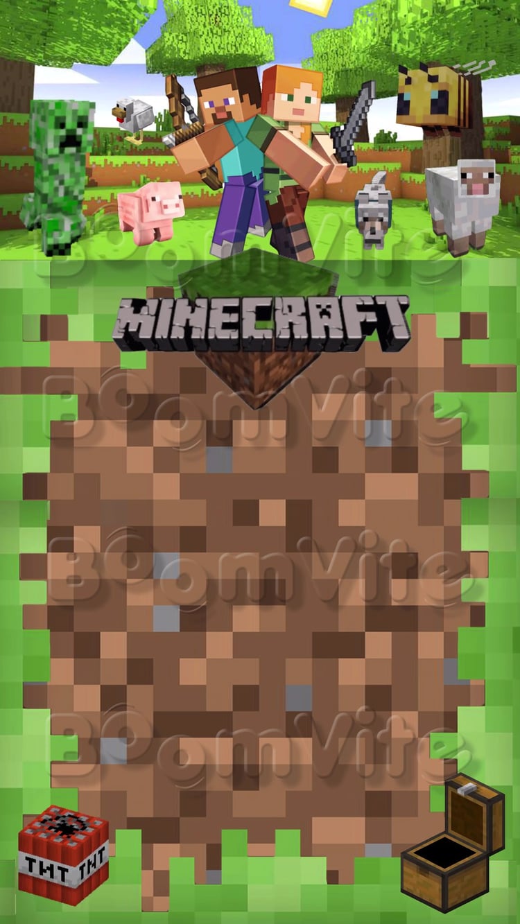 minecraft, video invitation, animate background,