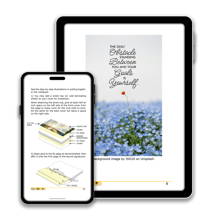 Ebook content on tablet and phone