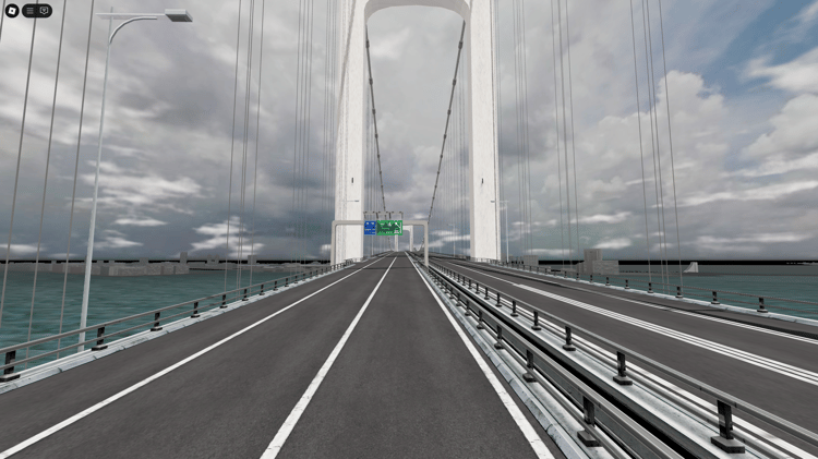 Roblox Japanese highway with tunnels and toll booths