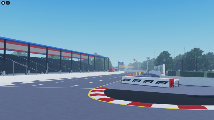 Arrow signs and curved roads on a Roblox racing map