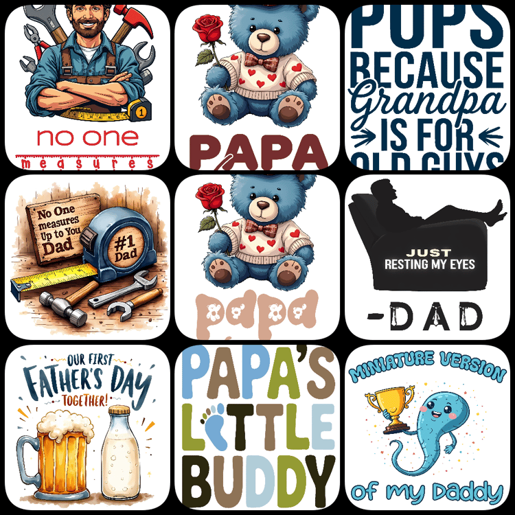 135 high-resolution Fathers Day images (PNG, JPG, SVG) for Dads, Grandpas & Stepdads! Includes funny, heartfelt & boutique-style designs. Instant Google Drive download. Father’s Day clipart, Dad SVG bundle, Funny dad quotes PNG, Stepdad PNG design, Grand