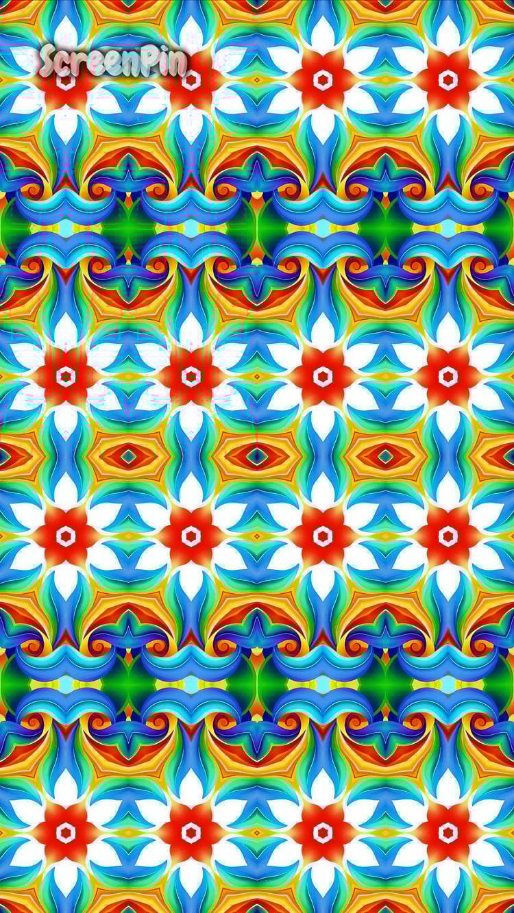Futuristic multicolored seamless digital pattern on white background with abstract geometric elements