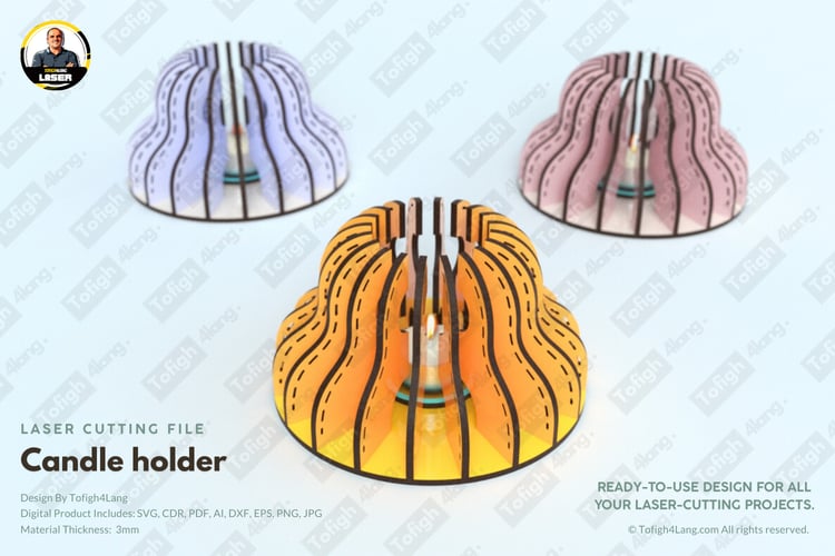 Parametric Candle Holder | Laser Cut File | SVG Candle Holder