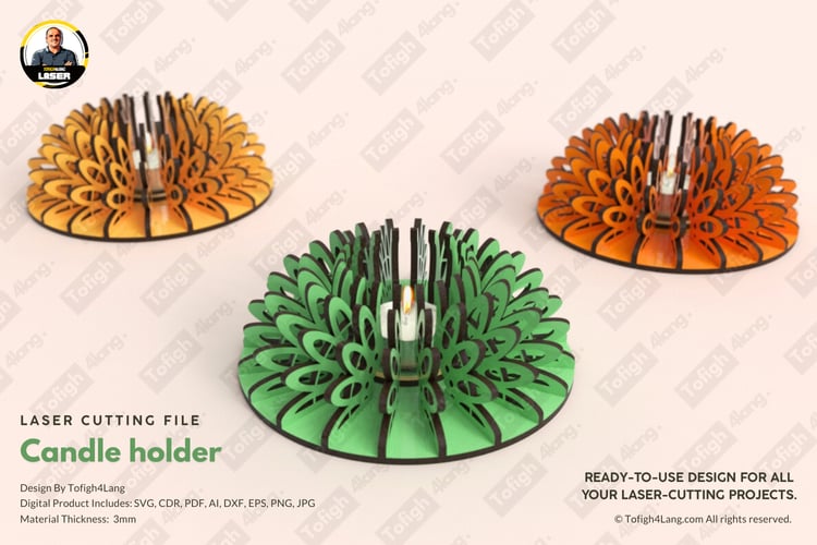 Geometric Candle Holder | Laser Cut File | SVG Candle Holder