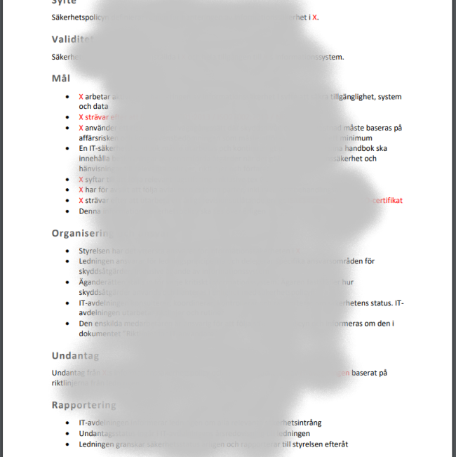 Förhandsgranskning av IT-säkerhetspolicy
