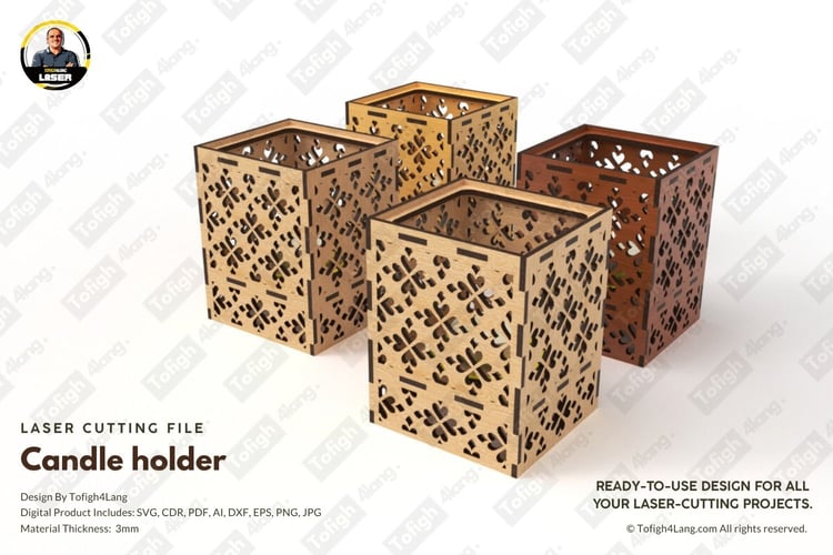 Modern Candle Holder | Laser Cut File | SVG Candle Holder