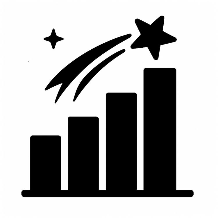 Eros Reclusion Bar chart with rising star — symbolizing growth, achievement, and business success.