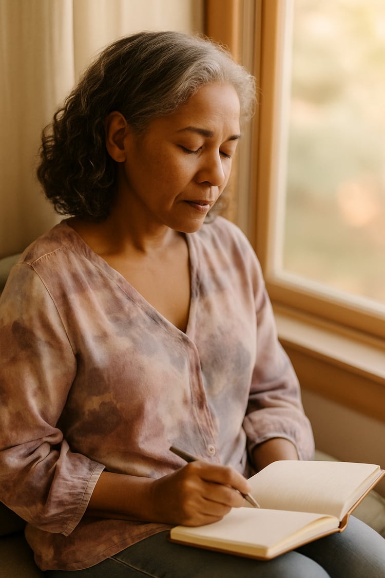woman in a soft focus reflection moment