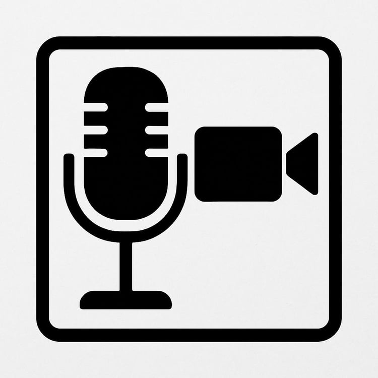 Microphone and video camera icon for podcast or virtual recording
