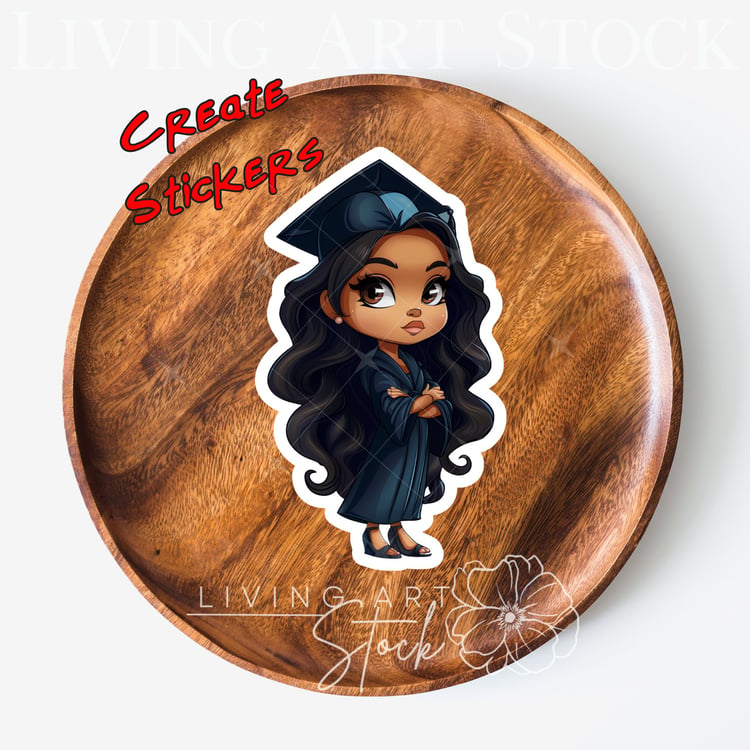 chibi art graduation sticker design