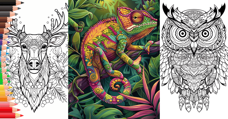 120 Animals Mandala Coloring Pages for Adults