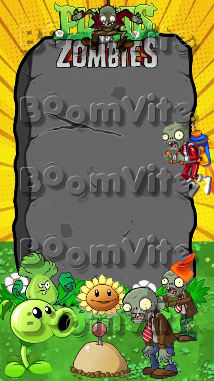 Animated background template for birthdays, Plants vs. Zombies, to edit in Canva, or in any editing format.