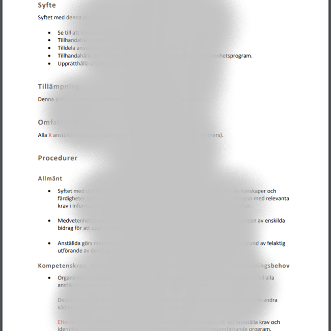 Exempel policymall utbildning i IT-säkerhet