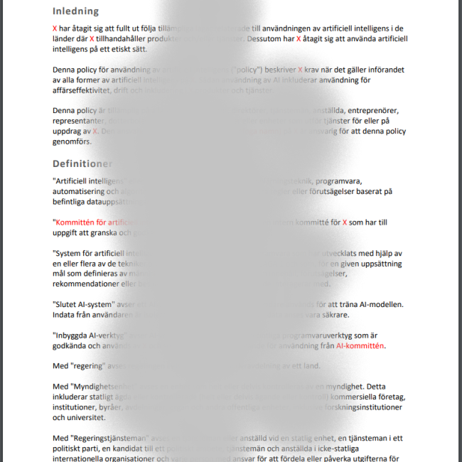 Exempel AI-policymall