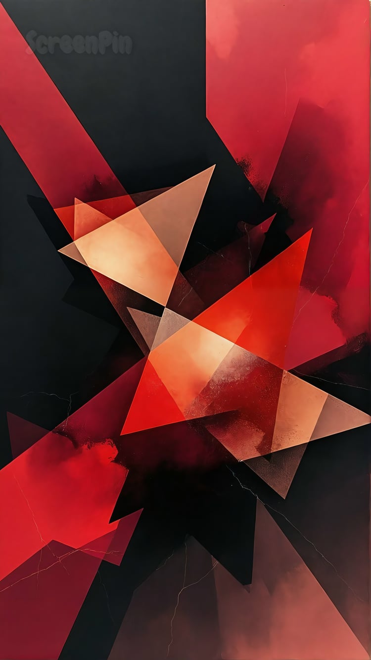 Dramatic abstract digital artwork with red and black geometric shapes and bold visual contrast