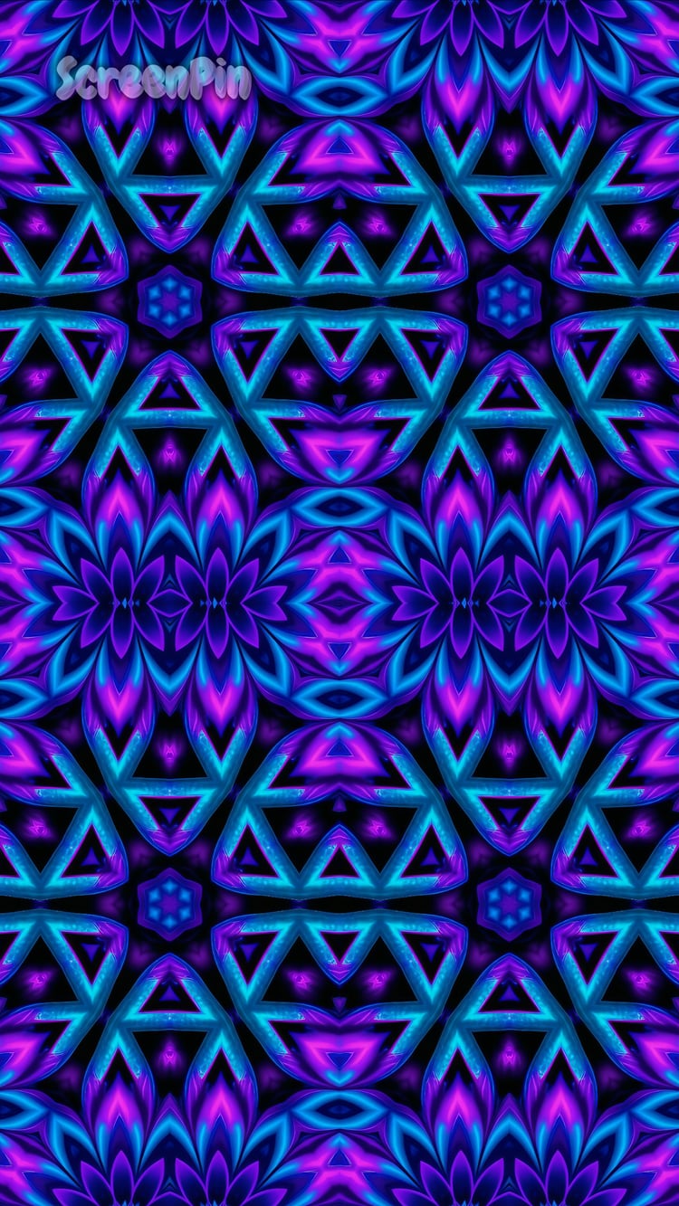 Seamless psychedelic pattern with swirling purple and blue abstract shapes