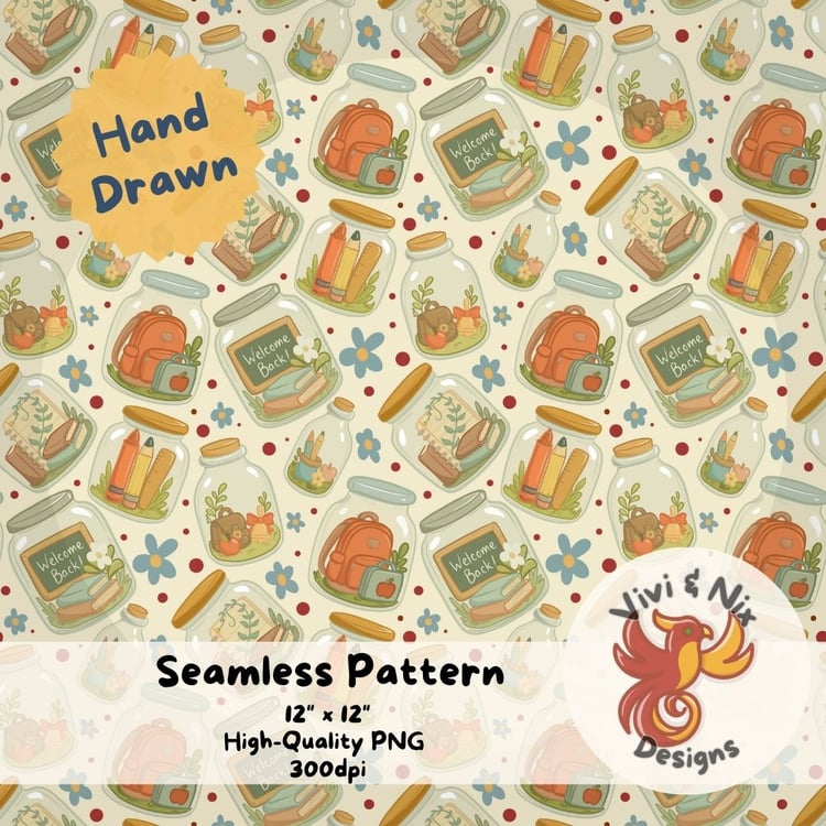 School items (backpack, books, pencils) in jars as in a terrarium