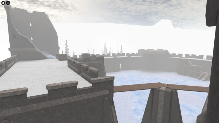 Medieval Winter Fort – icy environment with detailed castle and scattered enemy camps.