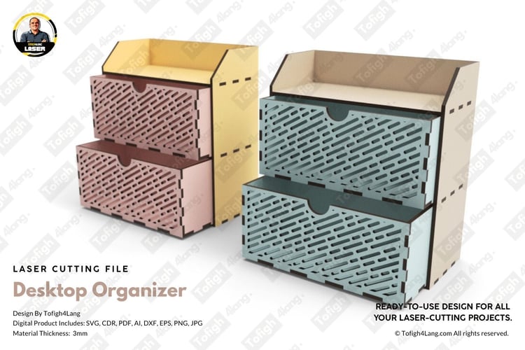 Space-Saving Desktop Organizer | Desk Organizer | Pen Holder | Laser Cutting File | Laser Cut File