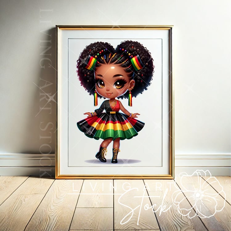 Black Chibi Miss Juneteenth Transparent Clipart Design