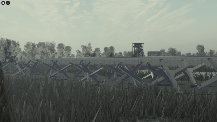 Soviet-themed Roblox map with propaganda signs and walled borders