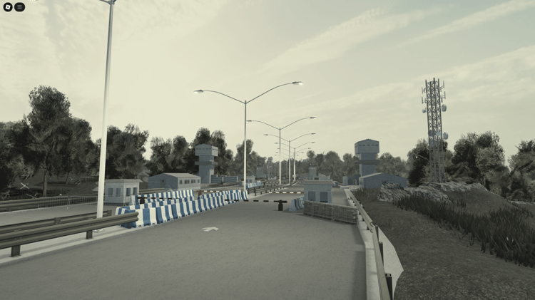 Eastern European military border map for Roblox with border checkpoints