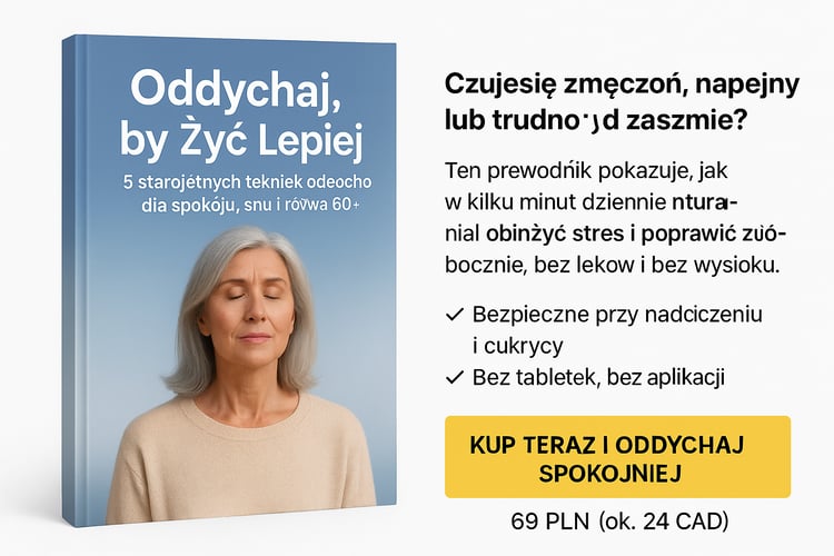oddychanie 60+ redukcja stresu naturalnie sen bez leków koherencja serca oddychanie naprzemienne metoda Wim Hofa bezpieczna oddech 4-7-8 oddech kwadratowy dobrostan seniora ebook oddech