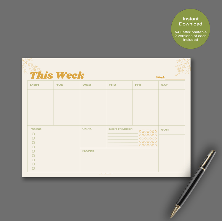 Aesthetic printable weekly planner