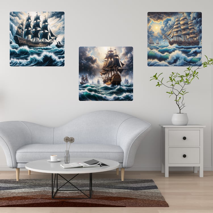 Massive Sailing Ships  Stormy Sea  Maritime Adventure  Historic Sailing Ships  Dramatic Ocean Storm  Swirling Waves  Lightning Storm  Epic Sea Battle  Heroic Seafaring  Bold Nautical Imagery  Ocean Fury  Gusty Winds  High Seas Adventure  Nautical Struggle