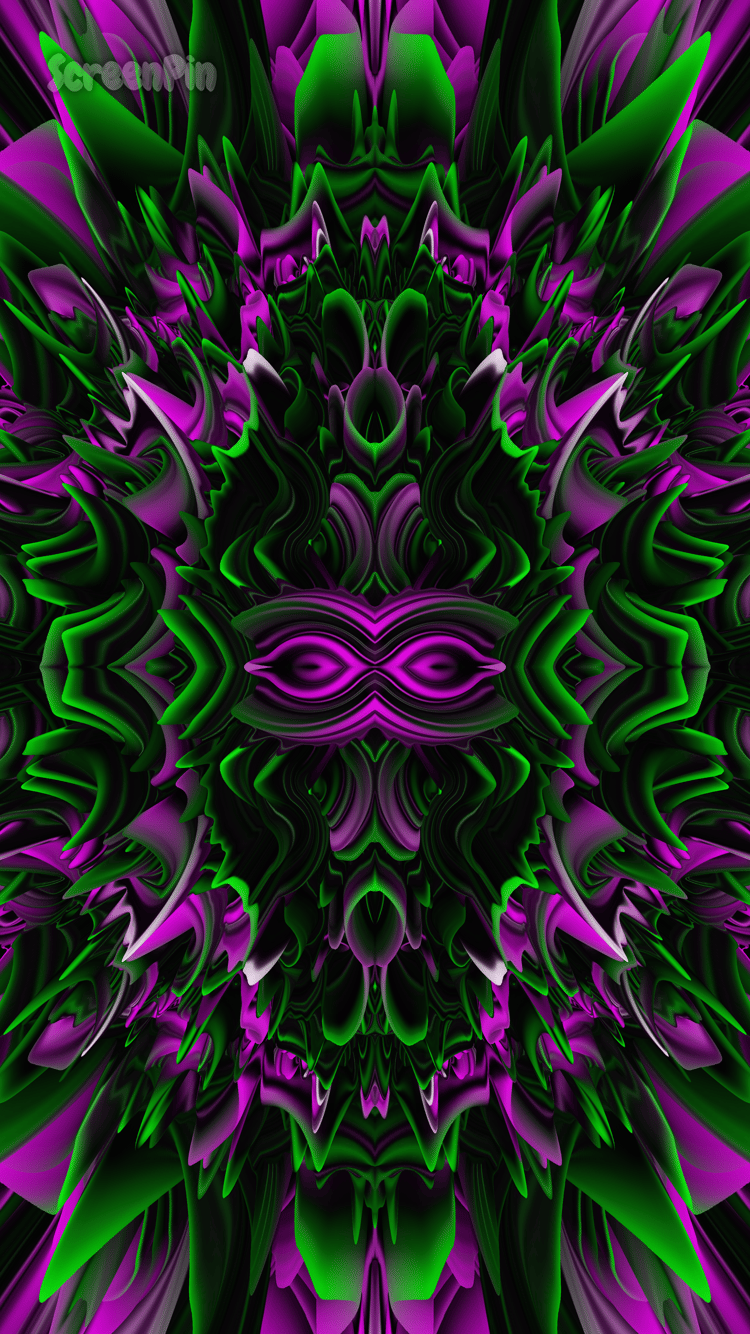 Seamless digital abstraction with purple and green tones in a smooth flowing pattern