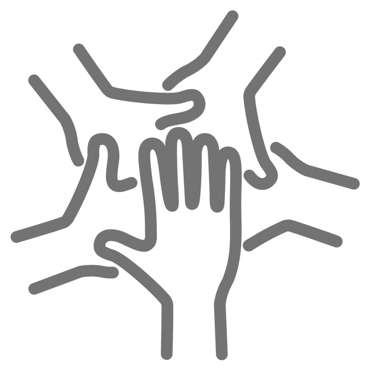 Team hands-in icon representing improved morale and passion in front desk teams