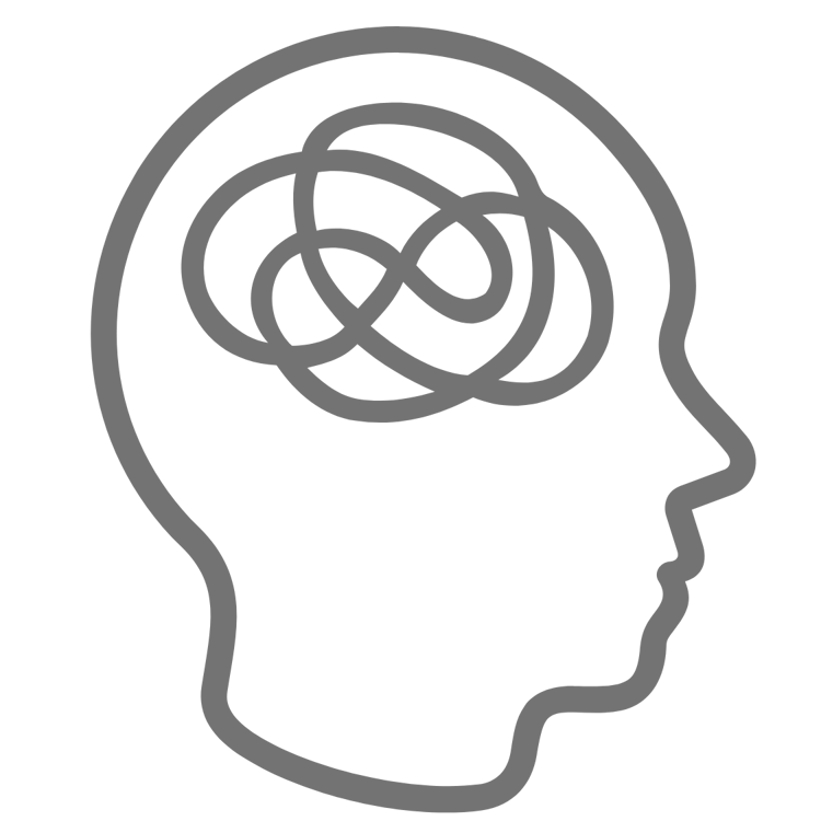 Icon of a cluttered brain representing overwhelmed practice owners with little time for training