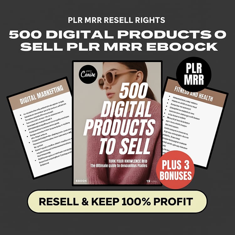 500 Digital Product Ideas to Sell | PLR eBook with Resell Rights