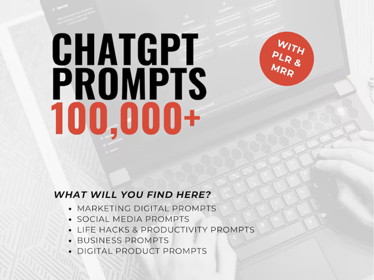 100K ChatGPT Prompts PLR | AI Prompts for Marketing, Business & Social Media