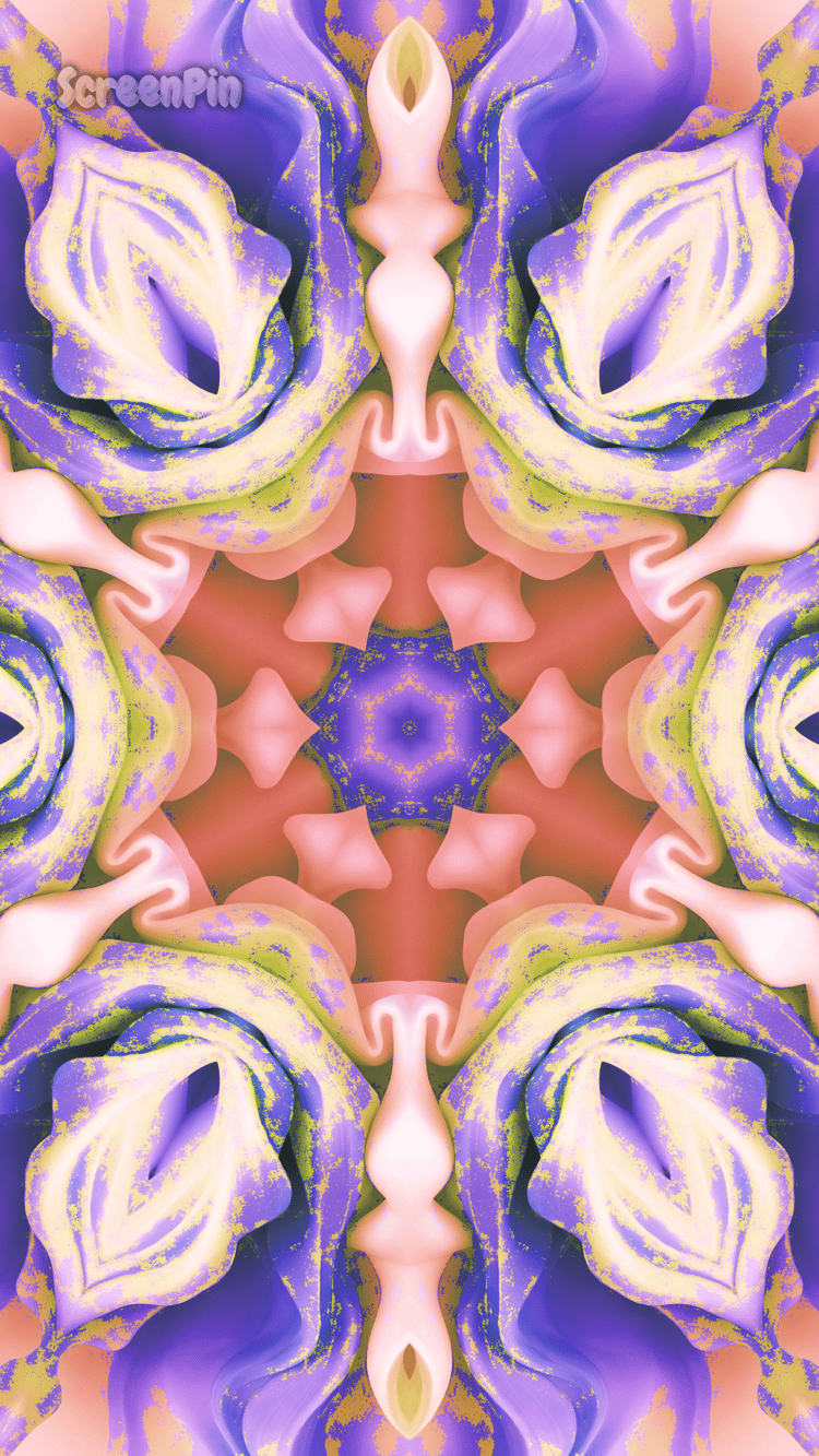 Seamless geometric pattern of digital flowers in terracotta and amethyst colors