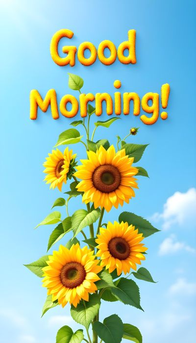 Cheerful Sunflowers with Good Morning Greeting