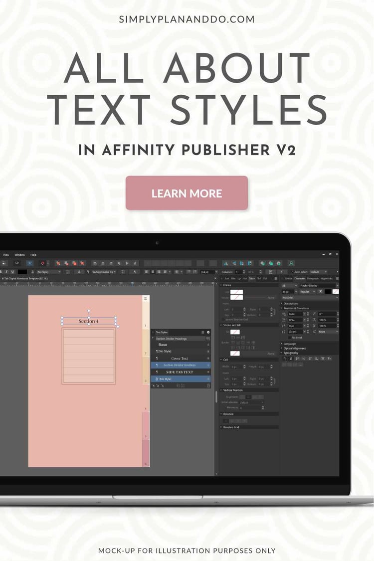 text styles in affinity publisher v2