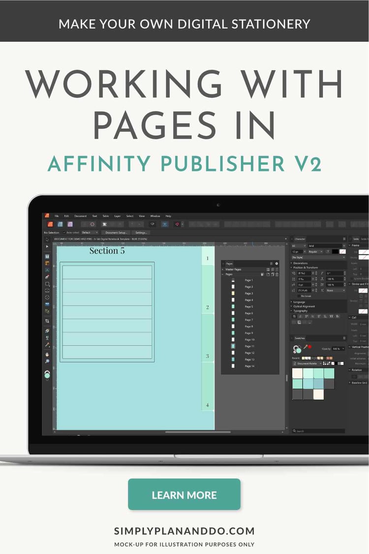 working with pages in affinity publisher v2