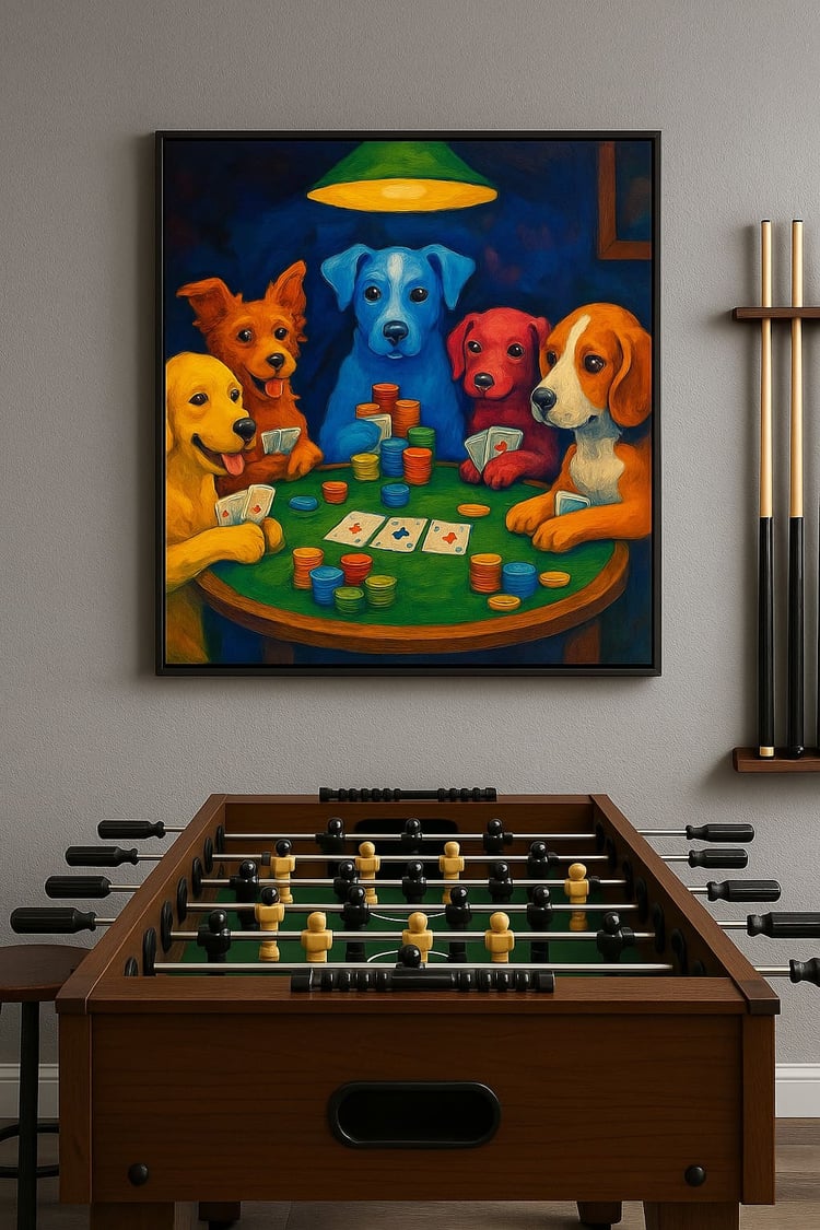 Dogs Playing Poker: Classic & Fun Printable Wall Art Gameroom