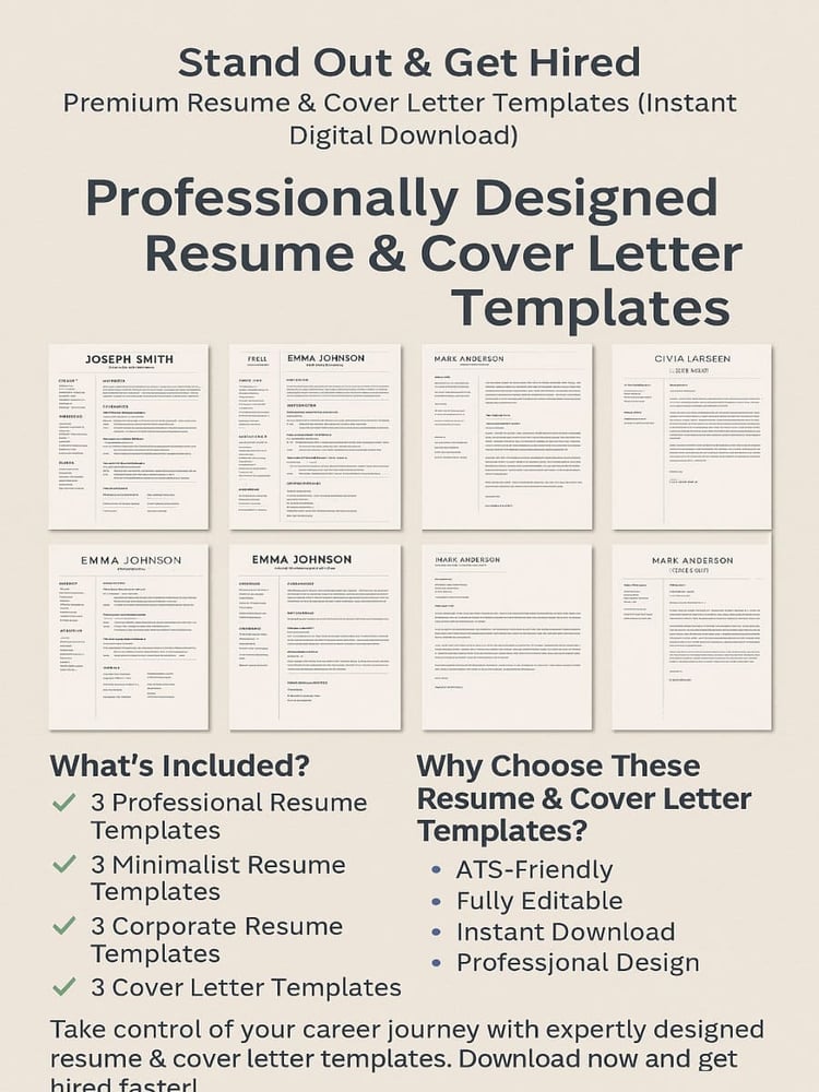 Stand Out & Get Hired – Premium Resume & Cover Letter Templates