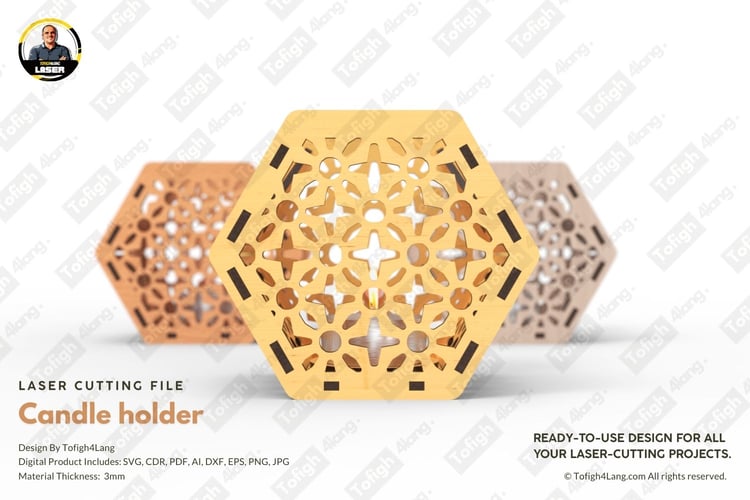 Hexagon Geometric Pattern Tea Light Box