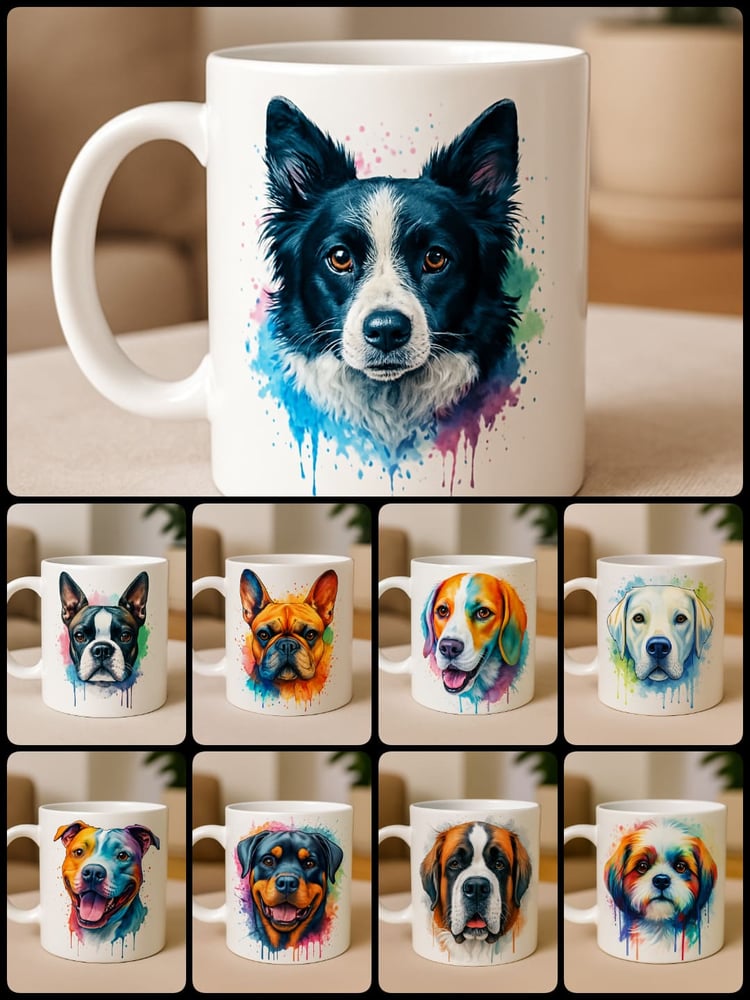Vivid Watercolor Sublimation Dogs – Artistic Paws with Vibrant Colors!
