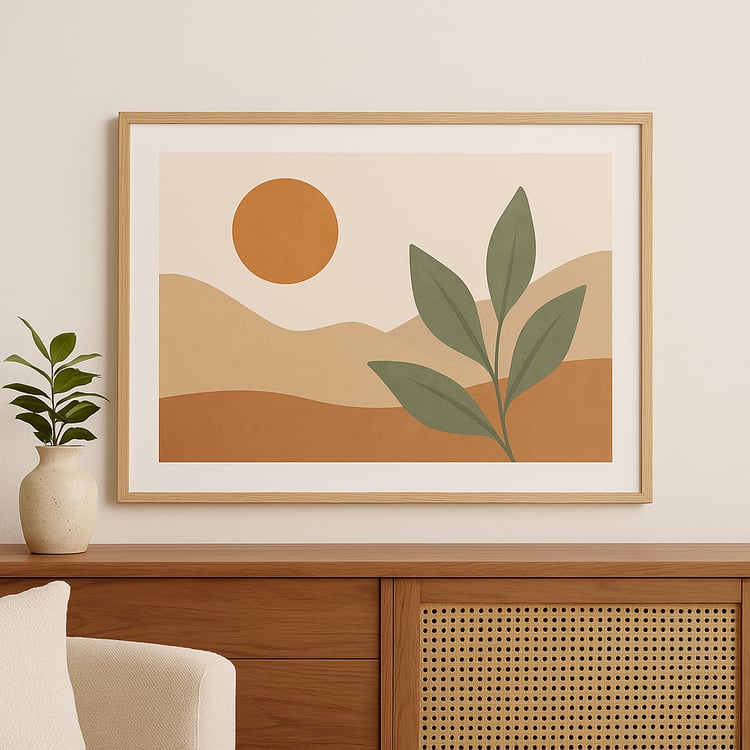 boho wall art, printable wall art, botanical print, desert printable, earthy decor, sage green, terracotta art, modern boho, digital download art, printable landscape art, living room wall decor, bohemian printable, mid-century style