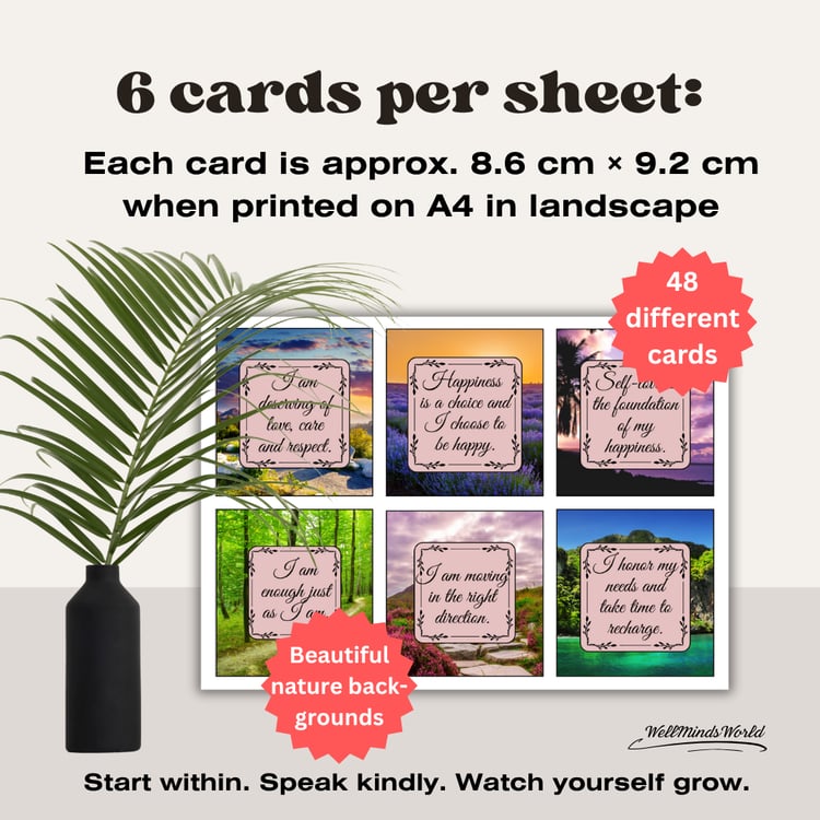 Inspirational affirmation cards to boost mindset, motivation, and personal growth