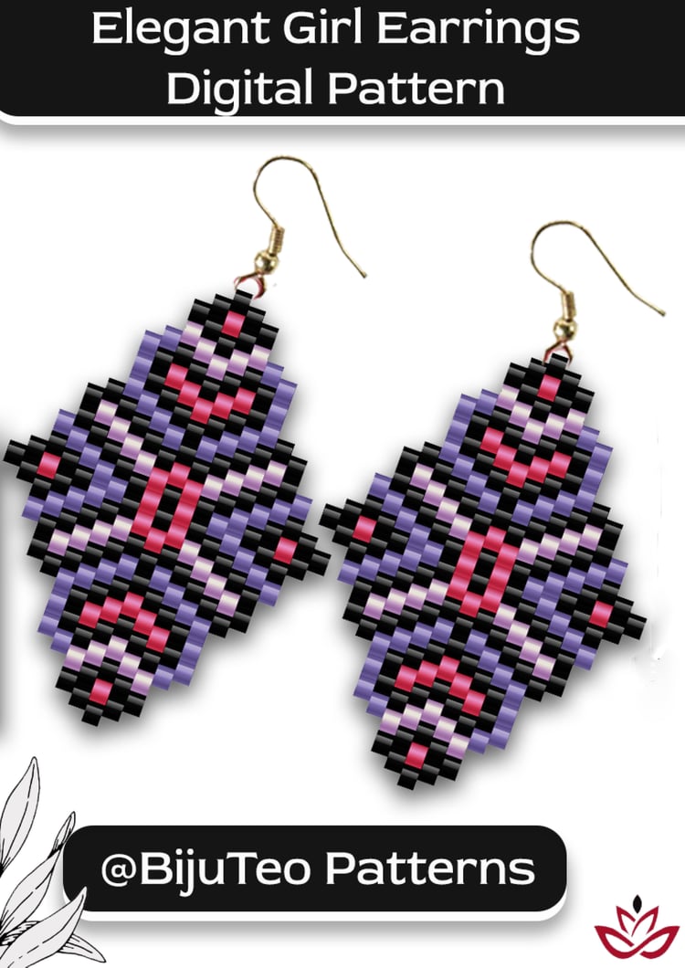 Elegant Girl Earrings Beading PDF Pattern – Stylish Jewelry