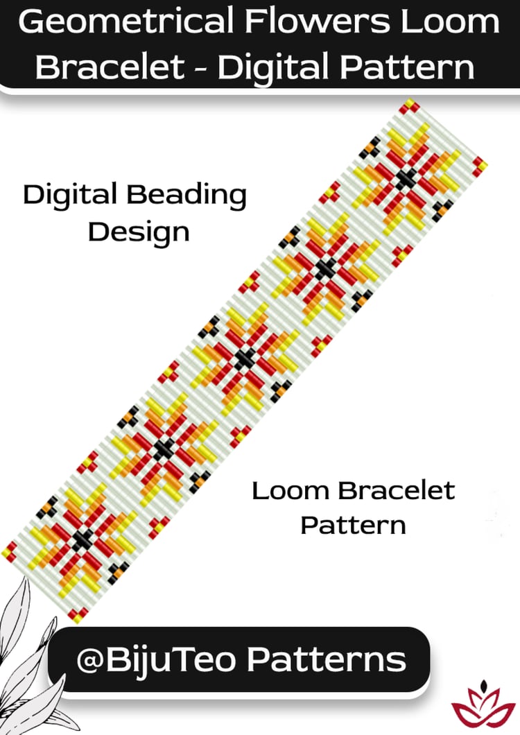 Geometric Flowers Loom Bracelet Digital PDF Pattern