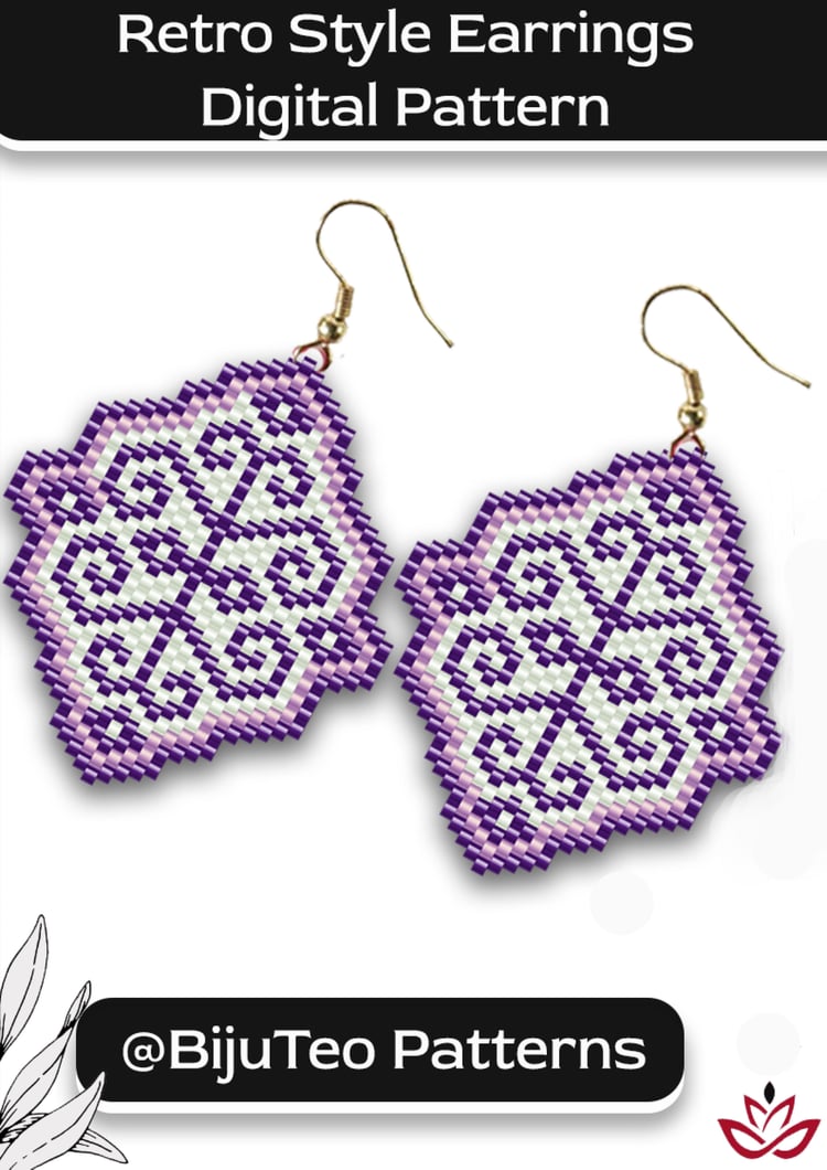 Retro Style Earrings Digital Beading PDF Pattern – Vintage Jewelry